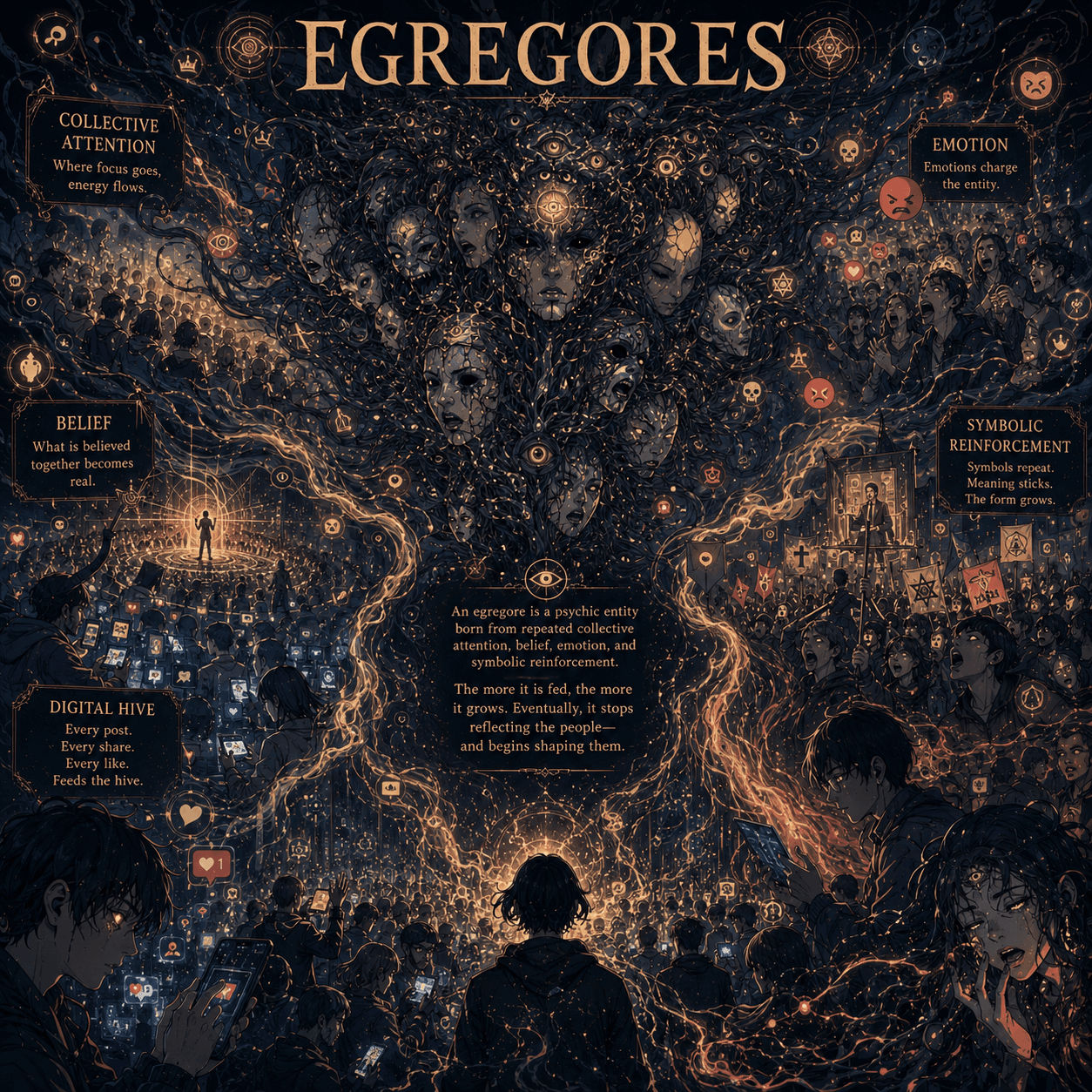 Egregores — collective attention forming a psychic entity